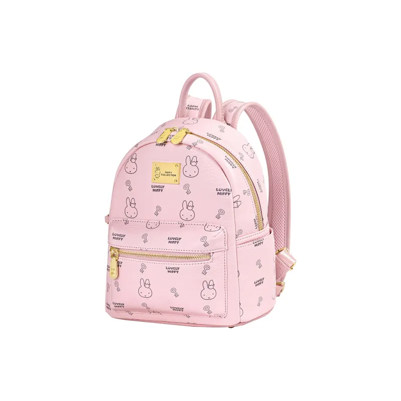 Miffy Synthetic Leather Backpack Women's Ecru/Pink/Brown-9
