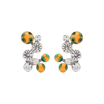 DRIES VAN NOTEN Brass, Rhinestone, Glass Earrings Women's Silver