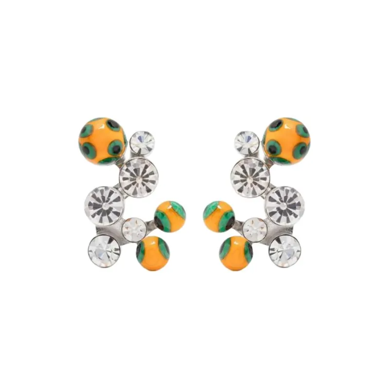 DRIES VAN NOTEN Brass, Rhinestone, Glass Earrings Women's Silver-0