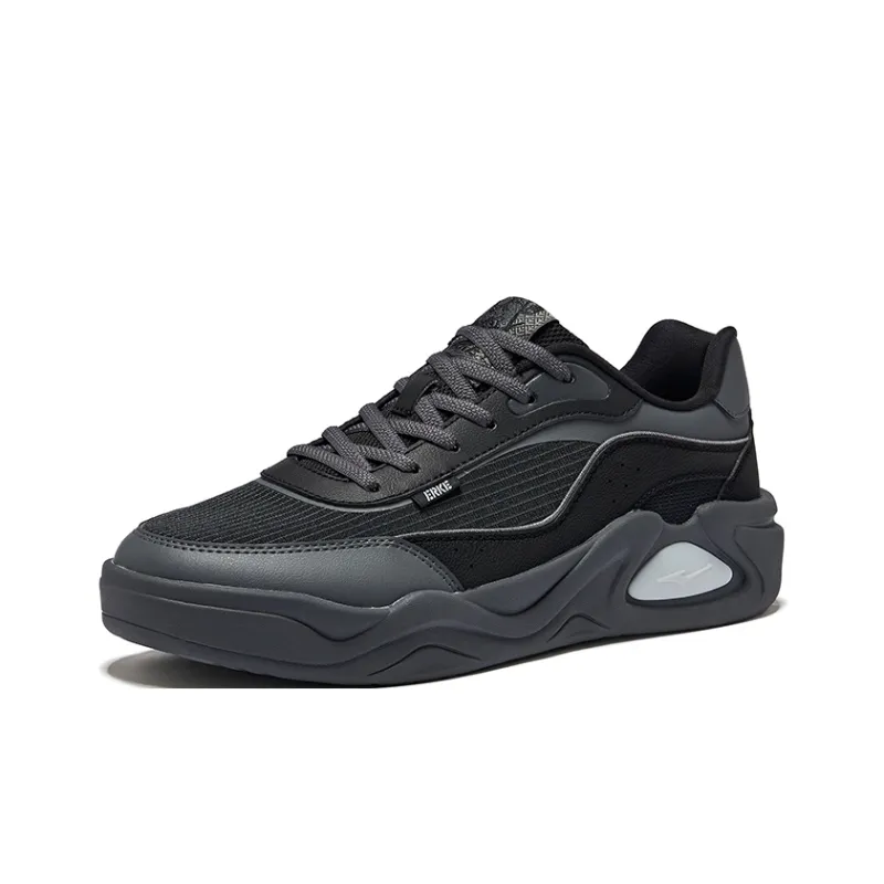 Erke Anti Slip Wear Resistant Low Top Skateboard Shoes Men's Jet Black Carbon Gray-2