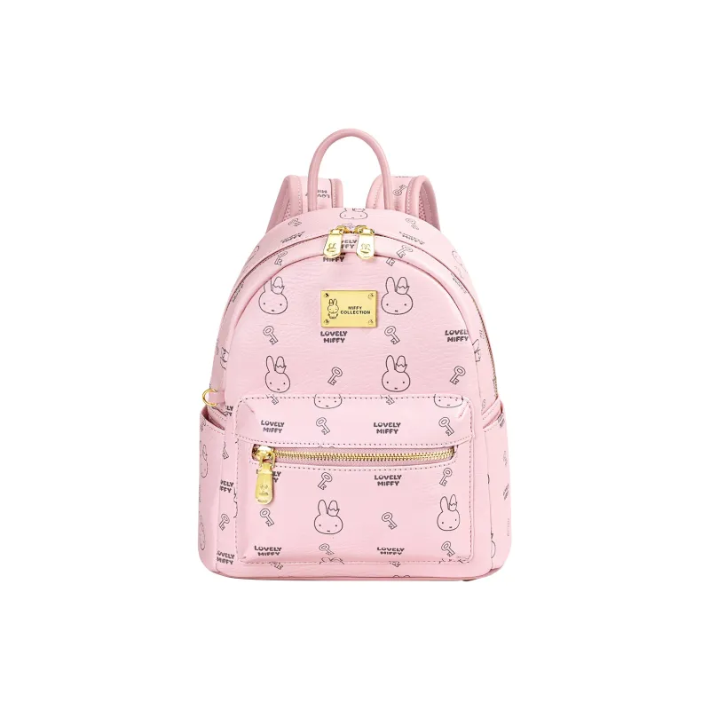 Miffy Synthetic Leather Backpack Women's Ecru/Pink/Brown-8
