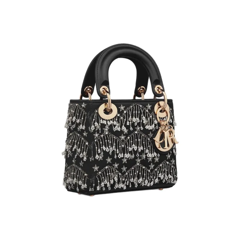 DIOR Lady Dior Calfskin One Shoulder Handbag Mini Women's Black-2