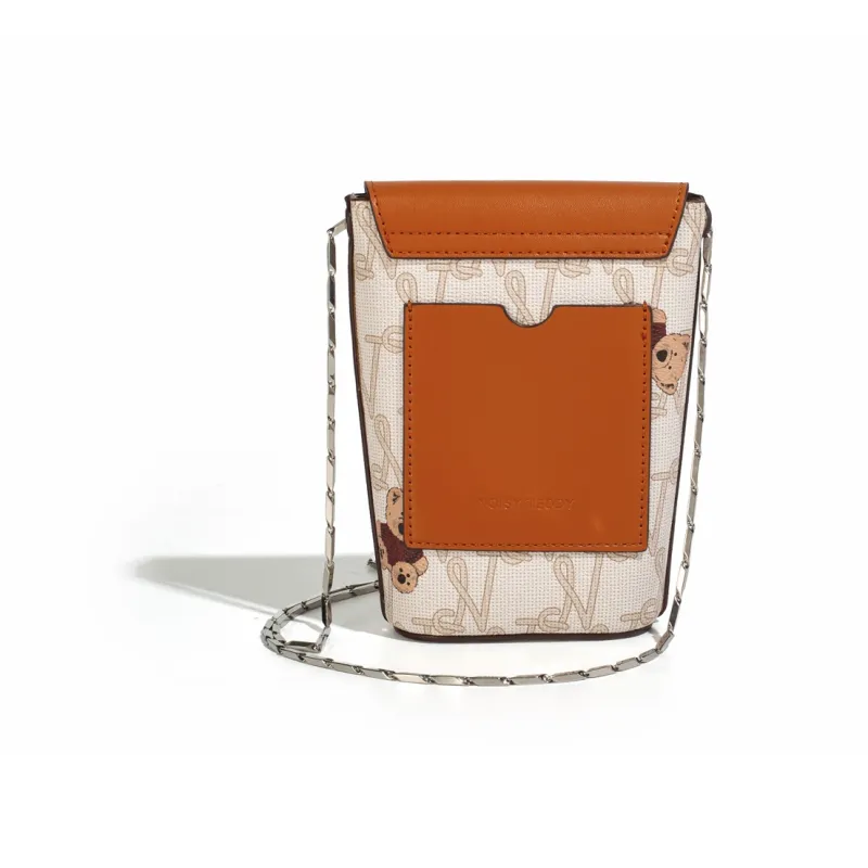 NOISY TEDDY PVC Cell Phone Pouch, Crossbody Bag Regular Women's Beige/Brown/Beige Pink-5