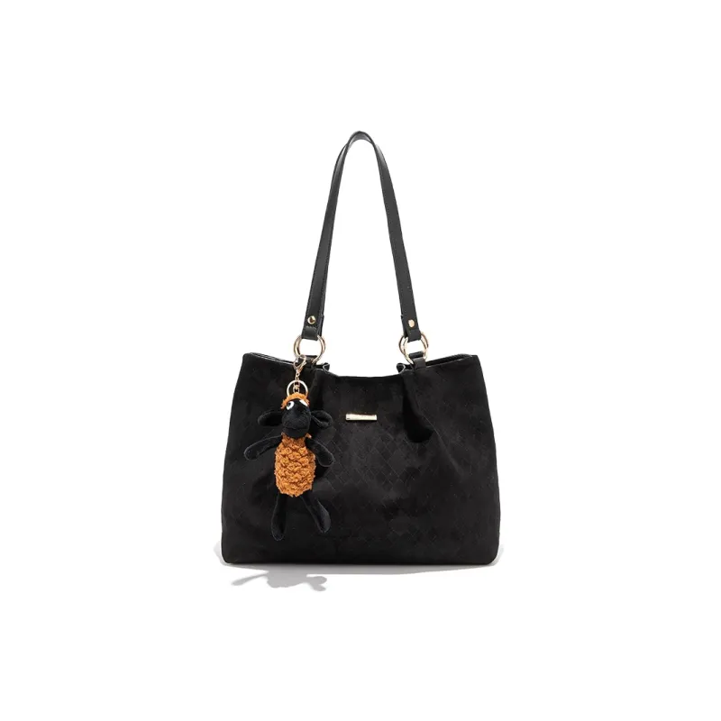 CLEVER& KETCH Suede Tote Bag Shoulder Bag Women's Green/Black/Brown/Purple/Ecru/Red/Blue-6