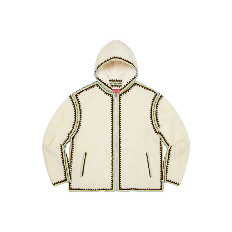 Supreme Crochet Edge Hooded Zip Up Top-2