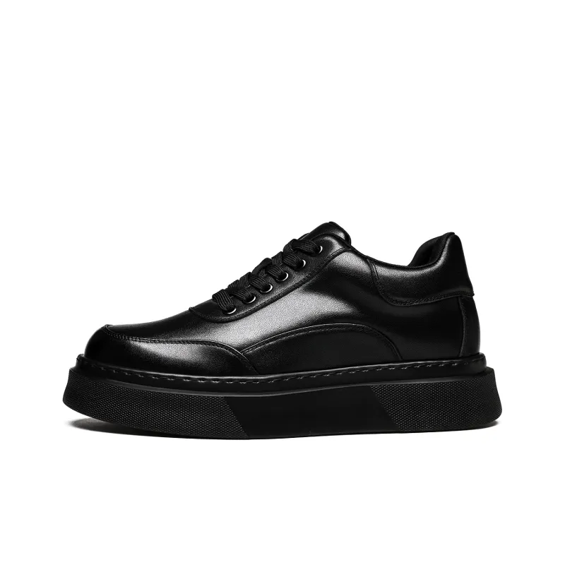 CHINT Cushioning Abrasion Resistant Lightweight Height Increasing Mat Low Top Skateboard Shoes Men's Black-0