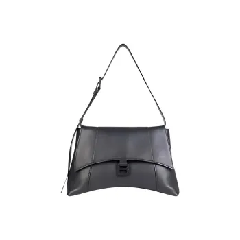 Balenciaga Downtown Cow Leather Hourglass Bag, Shoulder Bag, Crossbody Bag, Handbag Medium Size Unisex Black
