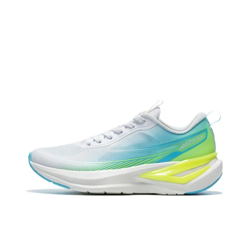 QIAODAN Light Speed 5.0 Cushioned Slip Resistant Breathable Low Top City Commute Running Shoes Men's White Blue-0