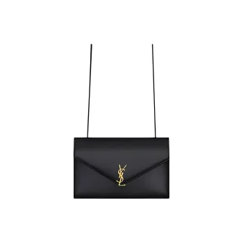 SAINT LAURENT ENVELOPE Calfskin Crossbody Bag Shoulder Bag Women's Black