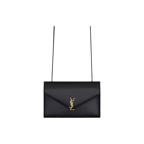 SAINT LAURENT ENVELOPE Calfskin Crossbody Bag Shoulder Bag Women's Black