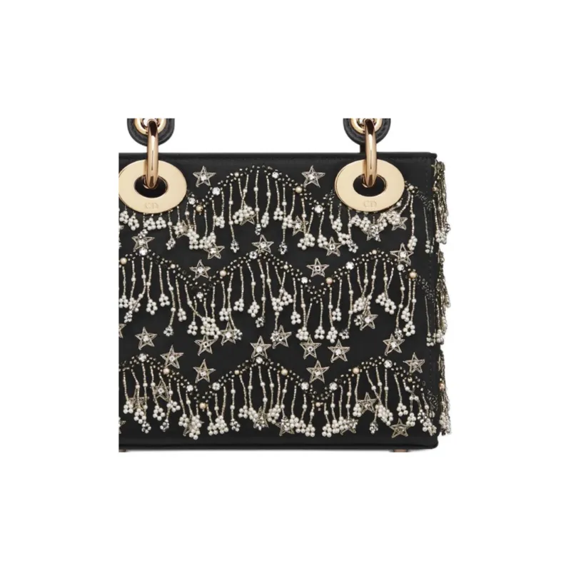 DIOR Lady Dior Calfskin One Shoulder Handbag Mini Women's Black-5