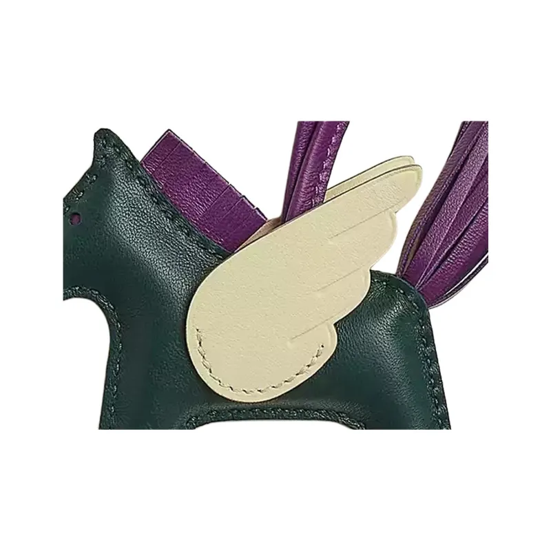 HERMES Rodeo Pegase Swift Leather Bag Accessory Trumpets Unisex Burgundy & Violet & Milton Yellow-4
