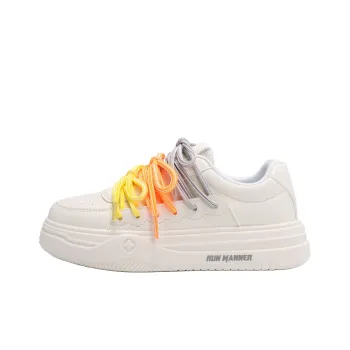RUN MANNER Slip Resistant Lightweight Height Increasing Low Top Skateboard Shoes Women's White