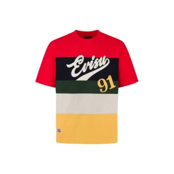 EVISU SS25 T Shirt Men's Multicolor Stripes