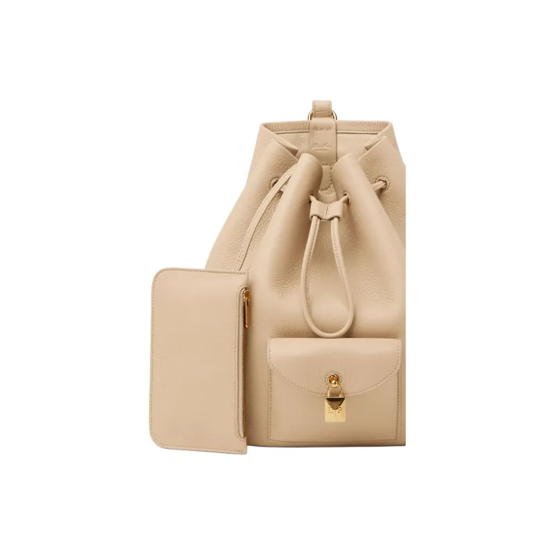 Loro Piana Extra Calfskin Backpack Regular Women's Light Glue & Sun Gold-3