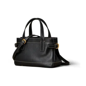 KAISER Vegetable Tanned Cow Leather Handbag Women's Black/Coffee