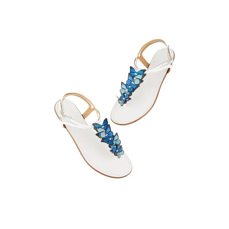 AQUAZZURA Papillon Strap Sandals Women's White-3
