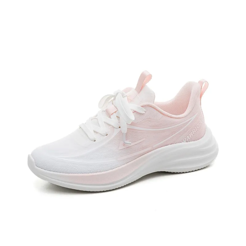 Warrior Cushioning, Rebound, Breathable, Slip Resistant Low Top Casual Training Sprint Running Shoes Women's White Pink-1