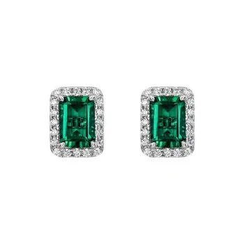 KOYOOME Cultured Emerald S925 Sterling Silver Stud Earrings Unisex