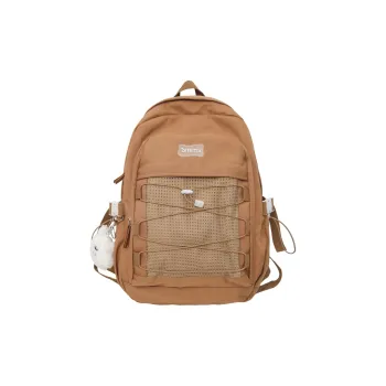 XIANGSU Nylon Mesh Fabric Backpack Regular Unisex Brown Blue/Red Black