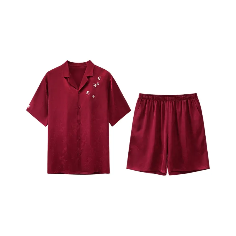 JINGYUN Pajama Set Unisex Burgundy-5