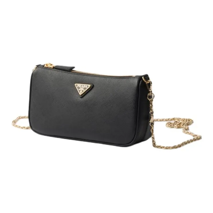 PRADA Saffiano Calfskin Shoulder Bag Mini Women's Black-1