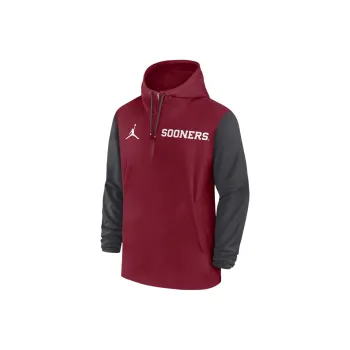 Nike Oklahoma Sooners Sideline Pre Game Player Men's Nike College 1/2 Zip Hooded Jacket