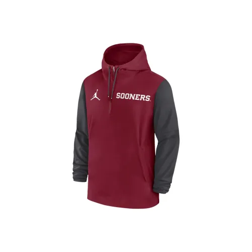Nike Oklahoma Sooners Sideline Pre Game Player Men's Nike College 1/2 Zip Hooded Jacket