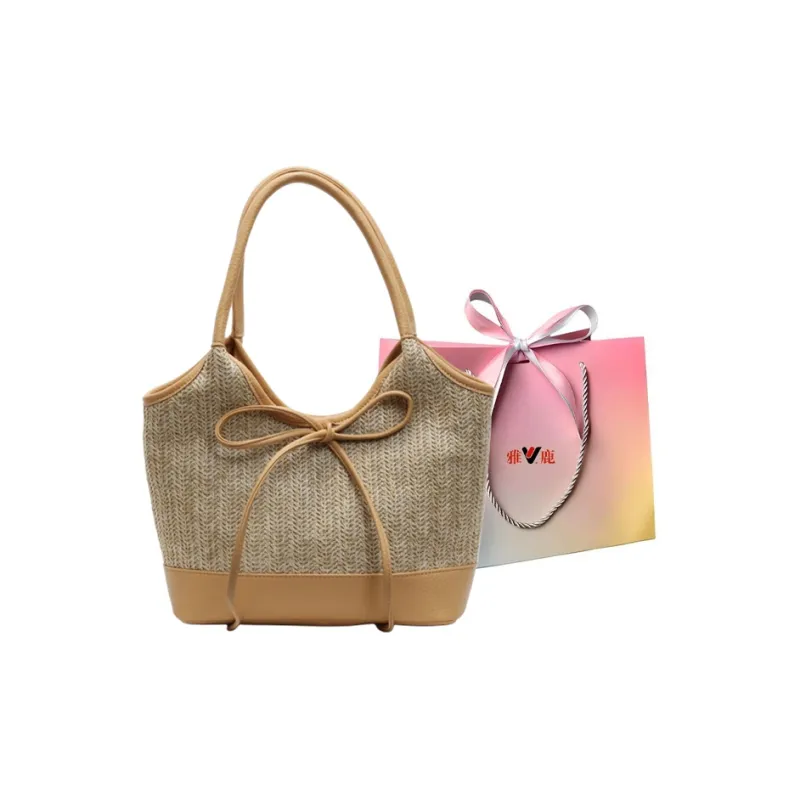 Yalu Straw Woven Shoulder Bag Women's Multicolor-21