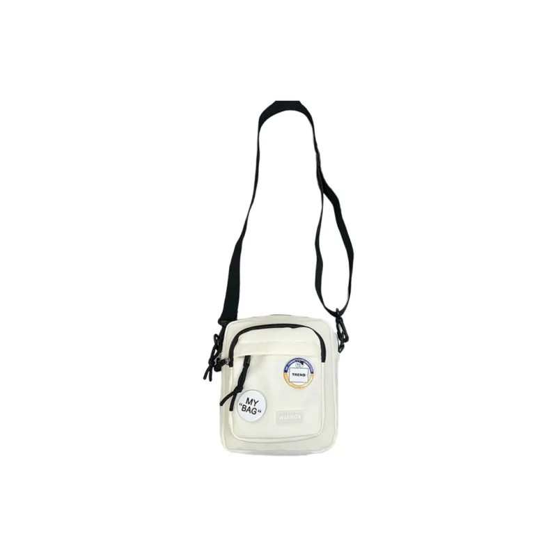 Warrior Nylon Fabric Shoulder Bag Unisex Black/White-2