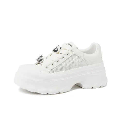 CAMEIDO Slip Resistant Low Top Chunky Sneakers Women's White