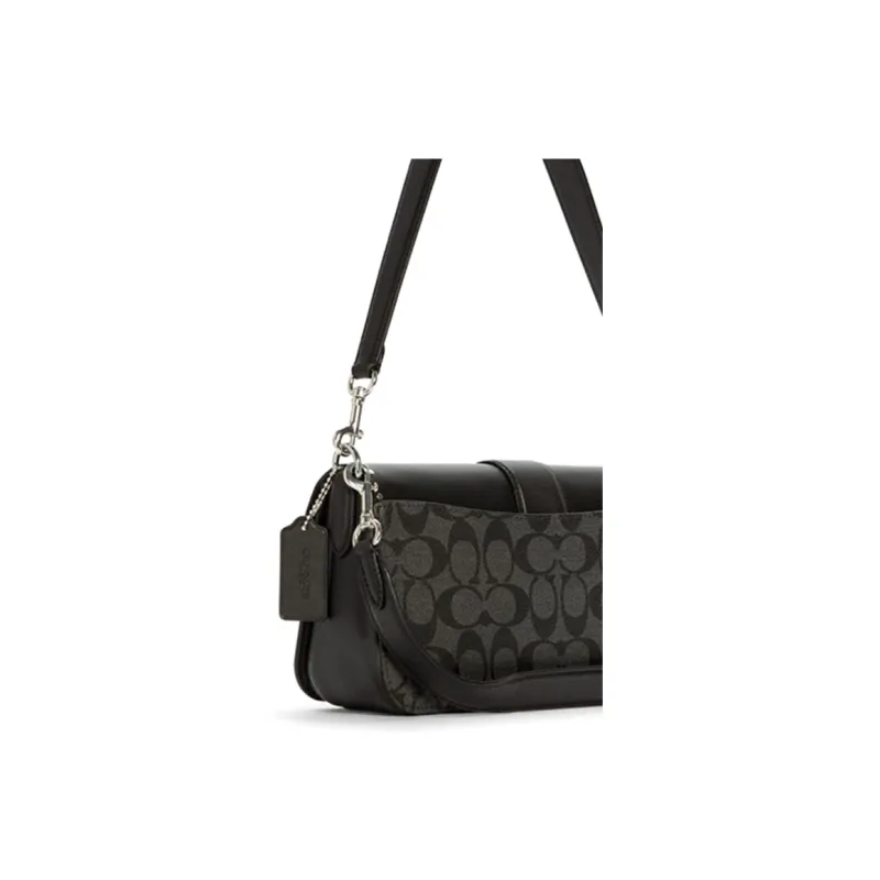 COACH Georgie Canvas With Leather Shoulder Bag Crossbody Bag Shoulder Bag Medium Size Women's Black-3