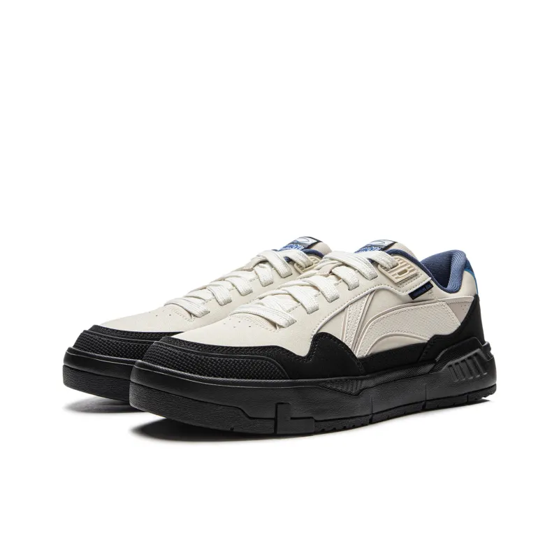 LiNing Common 80s Non-slip Lightweight Low-Top Skateboard Shoes Men's Beige Black-2