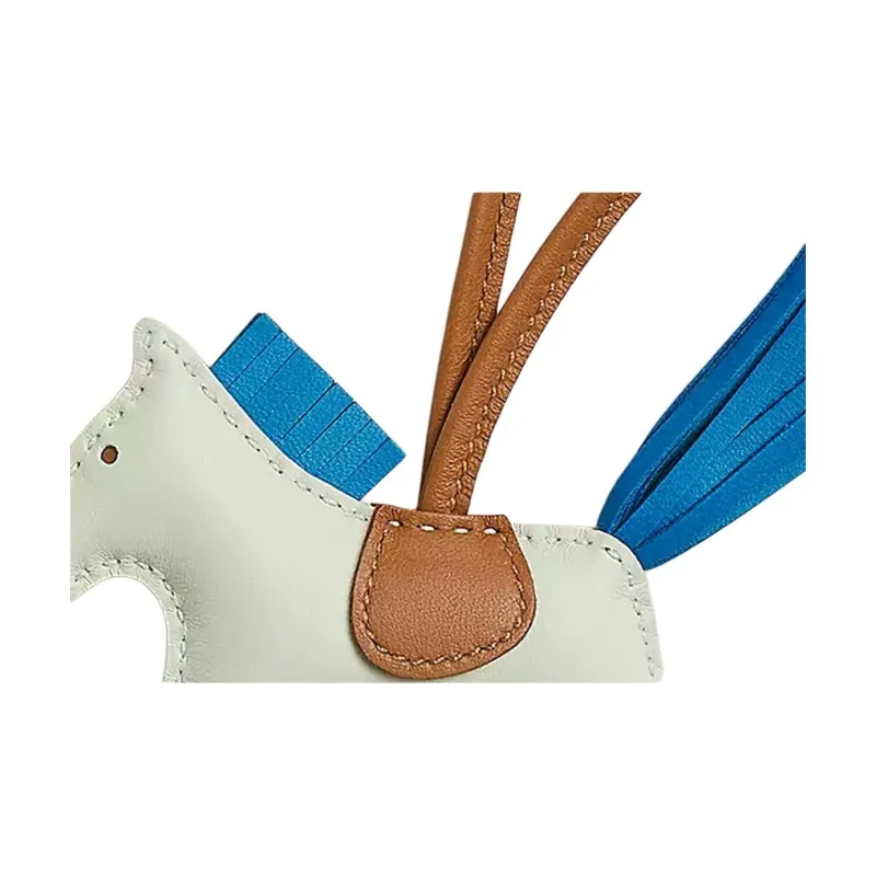 HERMES Rodeo Milo Lambskin Sheepskin Bag Accessory Trumpets Women's Bubble Green & Zanzibar Blue & Gold-1