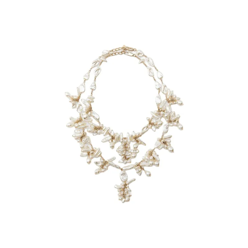 ZARA Artificial Pearl Necklaces Women's Gold-1