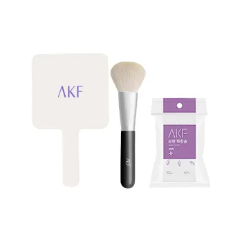 AKF Handheld Mirror, Cleansing Cotton, And Makeup Brush Set Make up Tools Three Piece Set