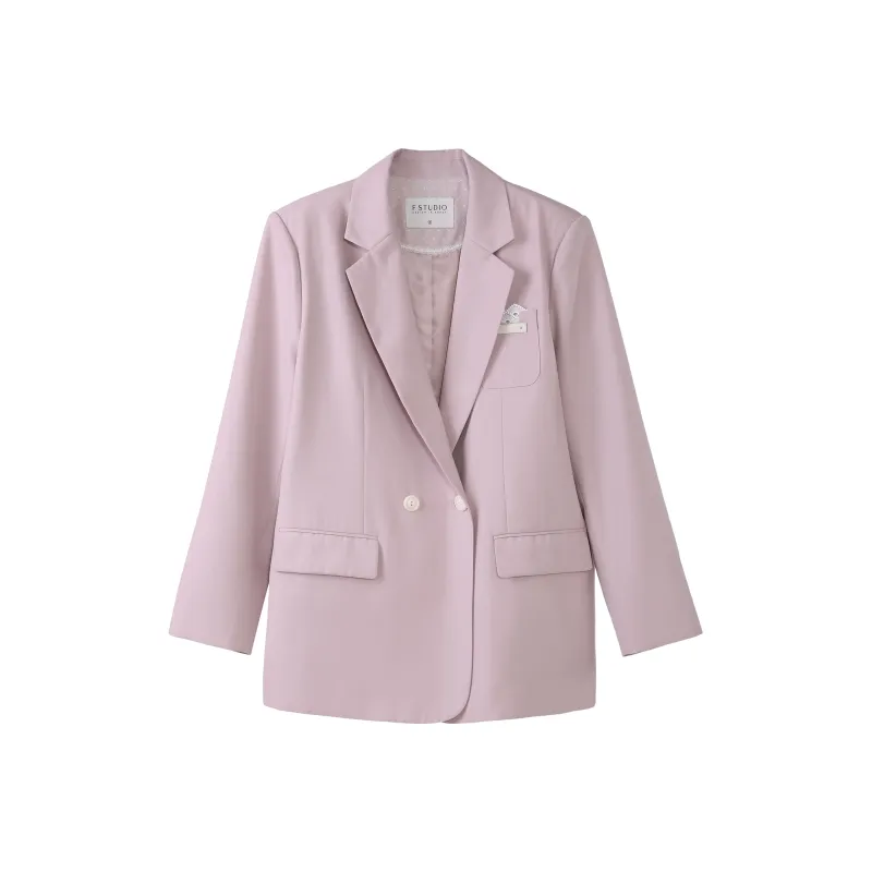 Fstudio Early Spring Korean Style Design-Driven Loose Fit Business Suit Coat Women's Pink-1