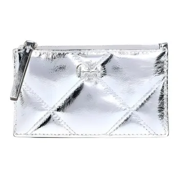 TORY BURCH Kira Leather Card Holder Women's Silver