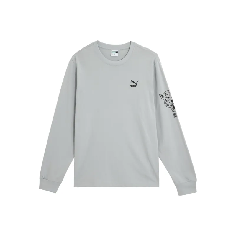 PUMA Casual T Shirt Unisex Gray White-0