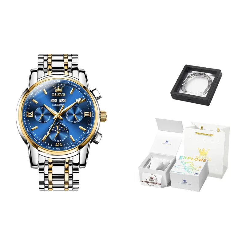 OLEVS Play The Cool Series Automatic Mechanical Movement Watch Men's Watches Blue Dial-46