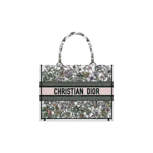 DIOR BookTote Cotton Tote Bag Shopping Bag Shoulder Bag Handbag Medium Size Women's White & Multicolor