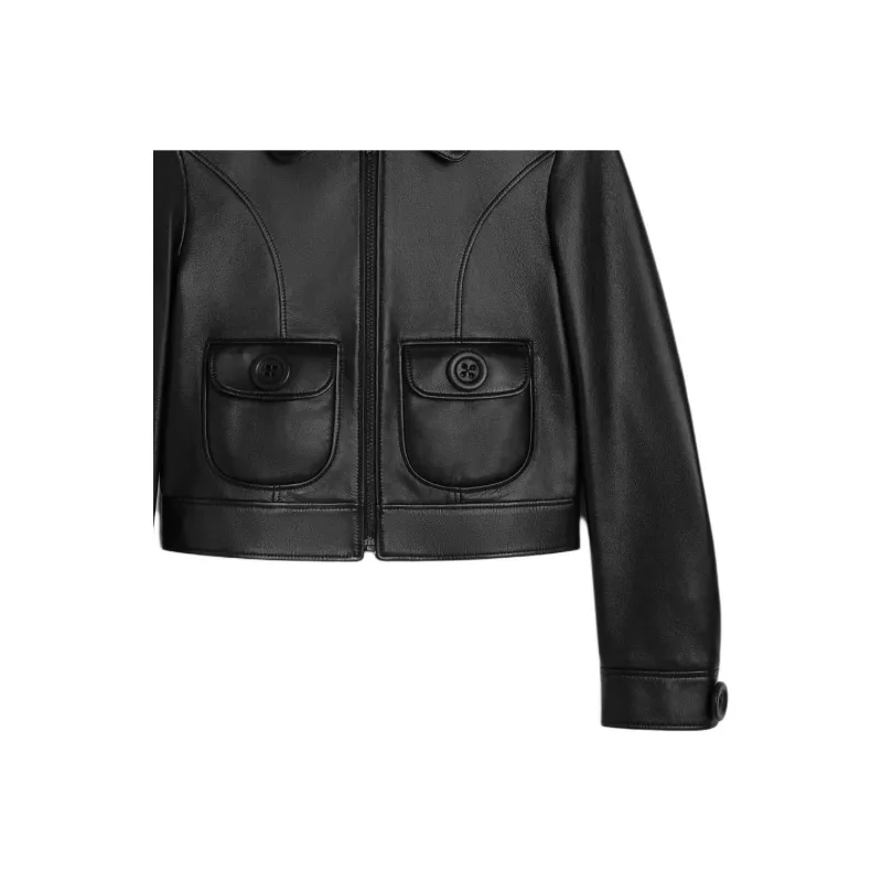 CELINE Straight Blouson Jacket In Soft Lambskin-4