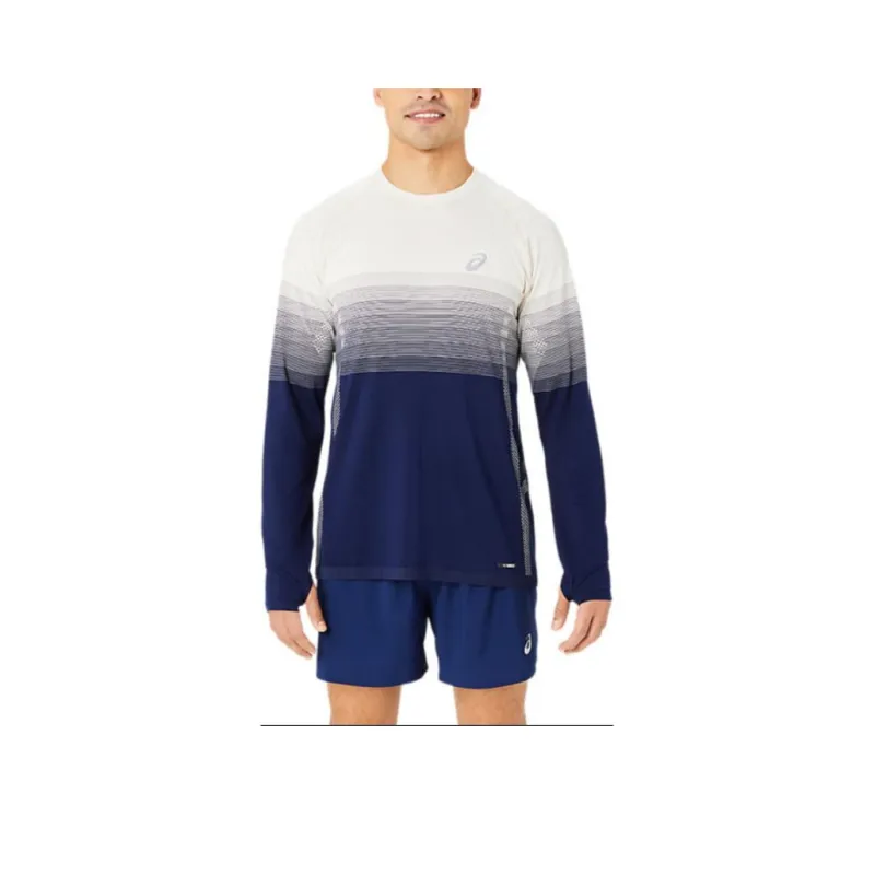 Asics LONG SEAMLESS SLEEVE TOP T-Shirt Men's Birch Wood/Blue-0