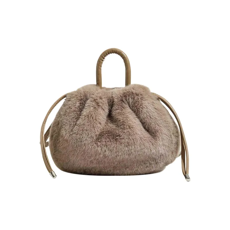 Yalu Plush Shoulder Bag, Crossbody Bag, Handbag Women's Black/Apricot/Pink/Camel/White-6