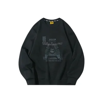Jeep Print Crew Neck Sweatshirt Men's Pure Black