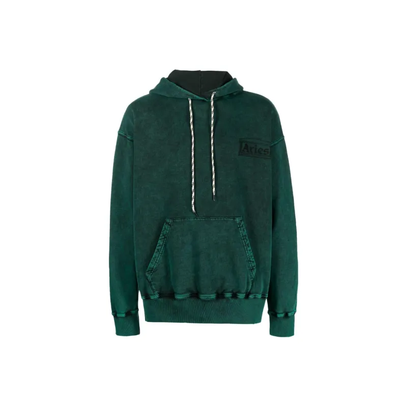 Aries Destroyed Temple Logo Printed Hoodie-0