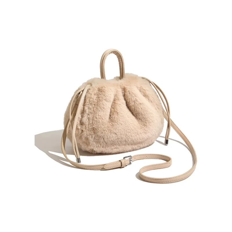 Yalu Plush Shoulder Bag, Crossbody Bag, Handbag Women's Black/Apricot/Pink/Camel/White-3