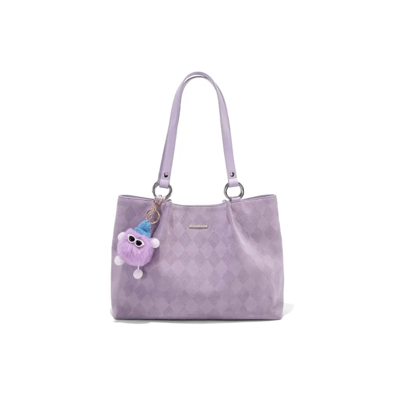 CLEVER& KETCH Suede Tote Bag Shoulder Bag Women's Green/Black/Brown/Purple/Ecru/Red/Blue-10