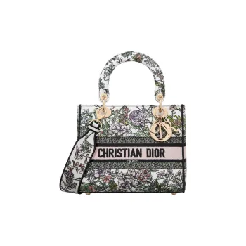 DIOR Lady D Lite Cotton Lady Dior Bag, One Shoulder Handbag Medium Size Women's White & Multicolor