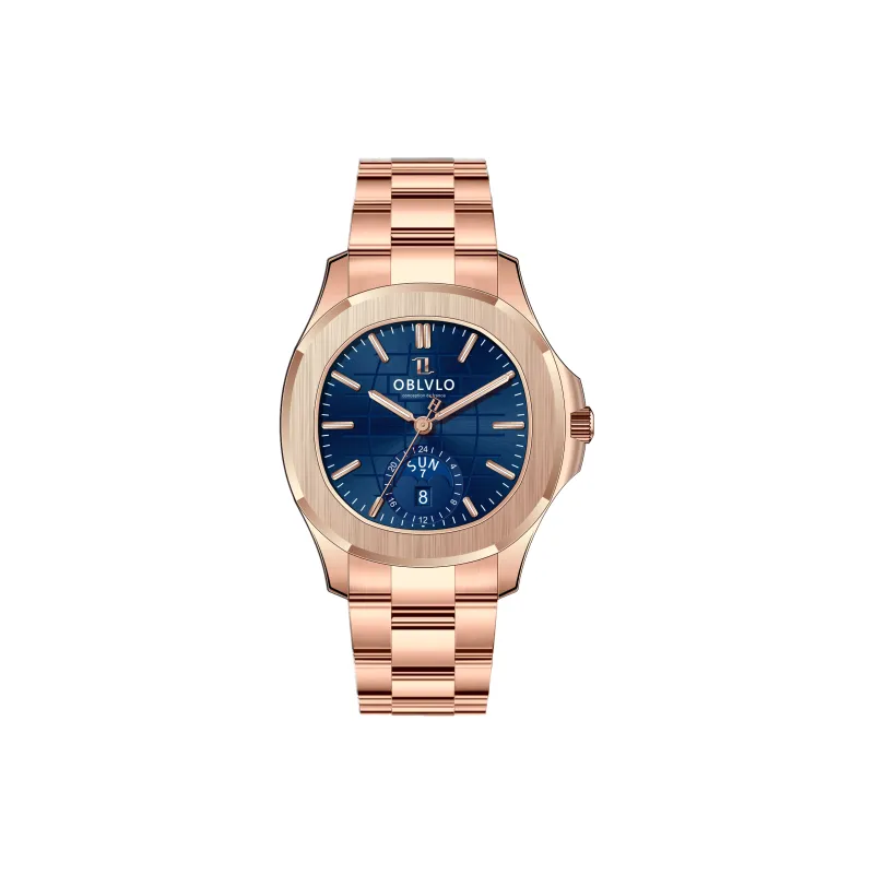 OBLVLO Automatic Mechanical Movement Stainless Steel Watchband Watch Men's Watches White Dial-24